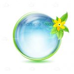 Circular Water Droplet with Green Border and Yellow Flower